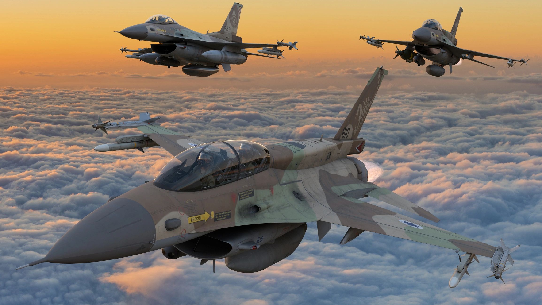 A Lockheed Martin F-16 flying in close formation, an example of display team formation flying photography, by Piemags Aviation.