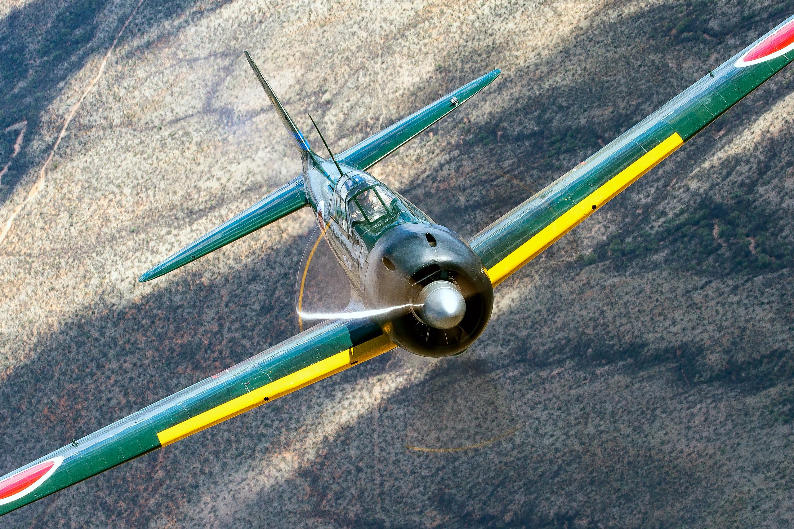 Mitsubishi A6M3 Zero head on from above, air to air