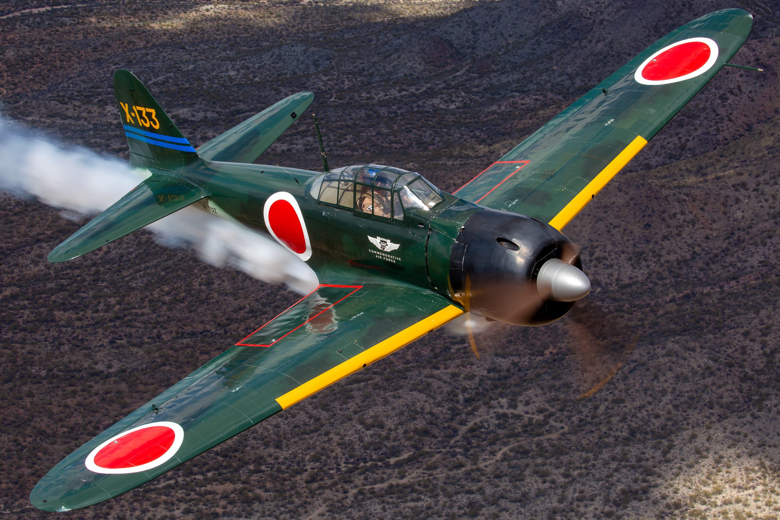 Mitsubishi A6M3 Zero X-133 front quarter view, air to air