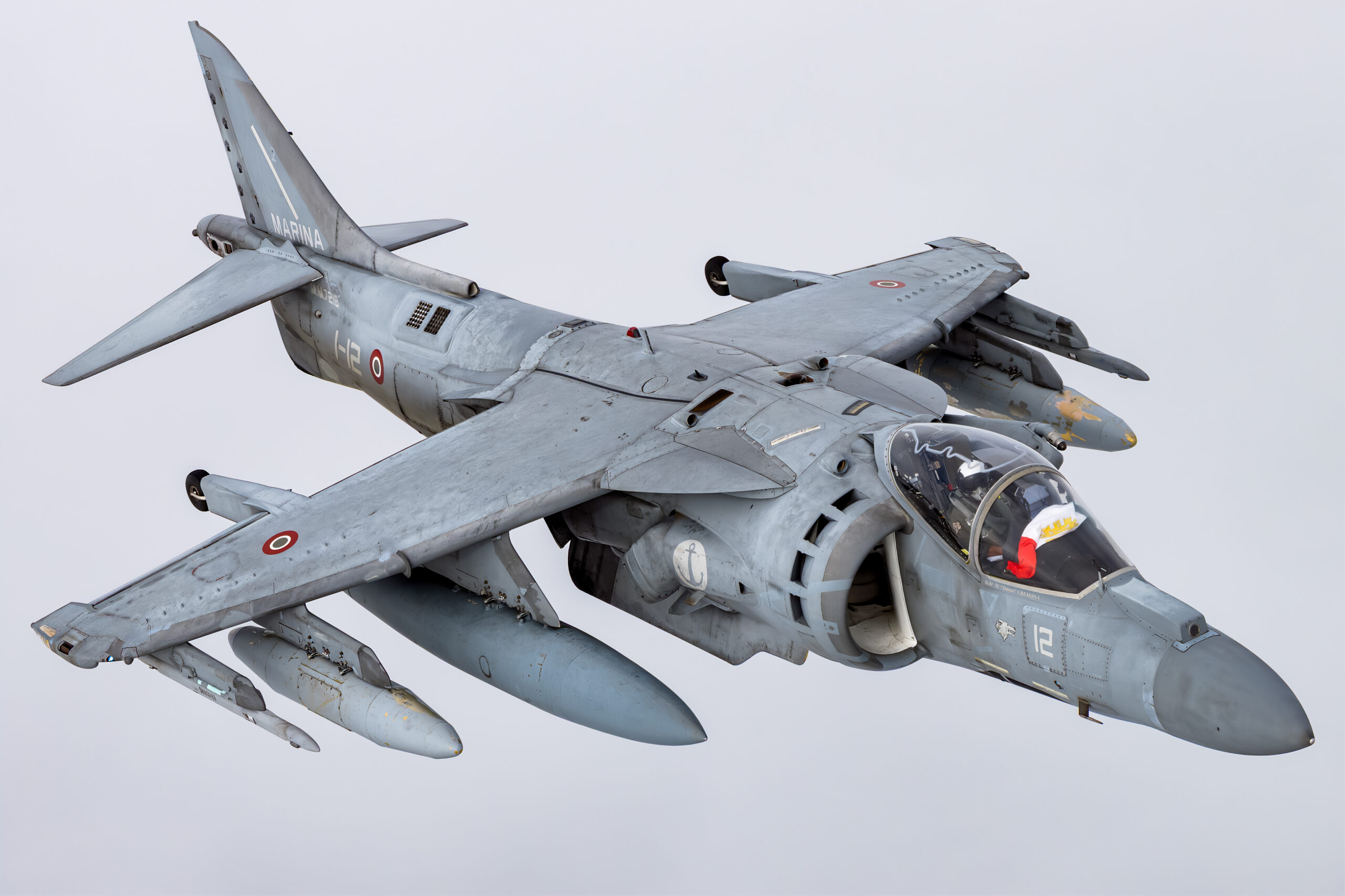 Italian Navy McDonnell Douglas AV-8B Harrier II air to air with stores