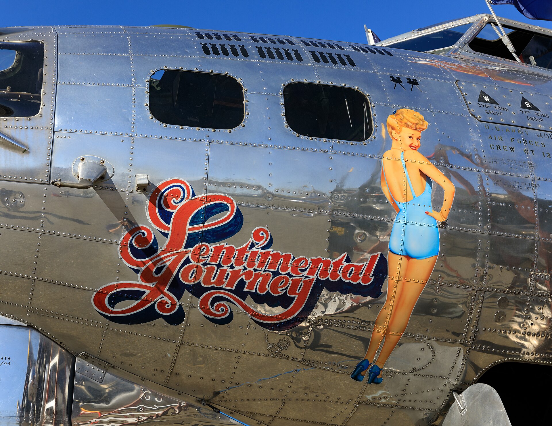 Nose art on the B-17 Flying Fortress Sentimental Journey