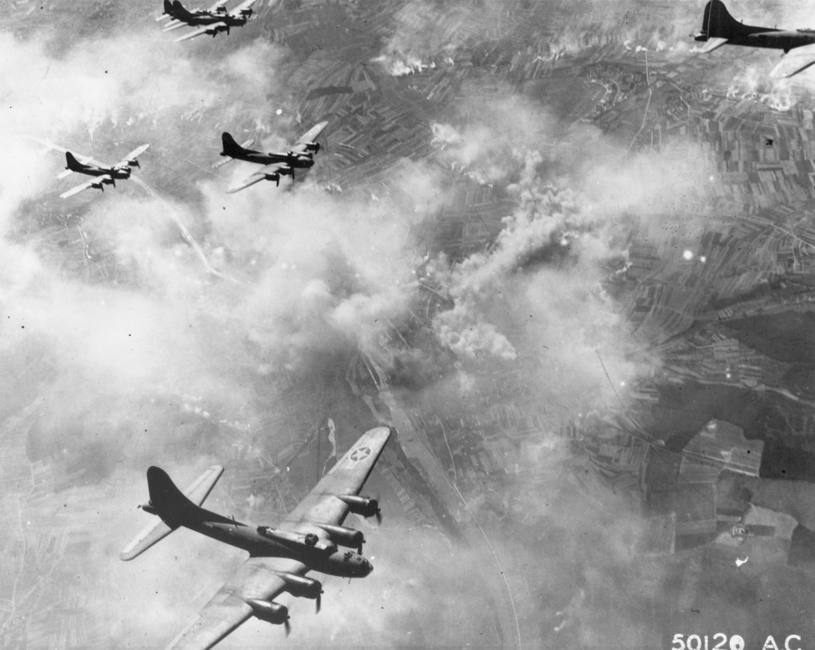 A B-17F formation over Schweinfurt, 1943
