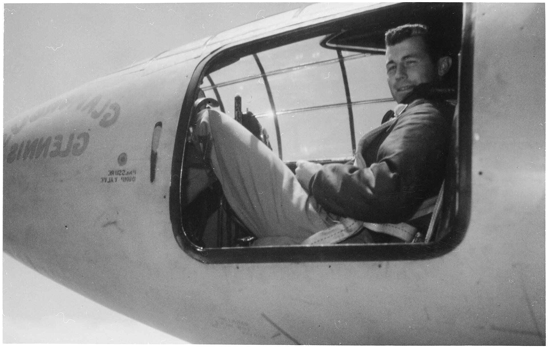 Captain Charles E. Yeager in the Bell X-1 cockpit, 1947
