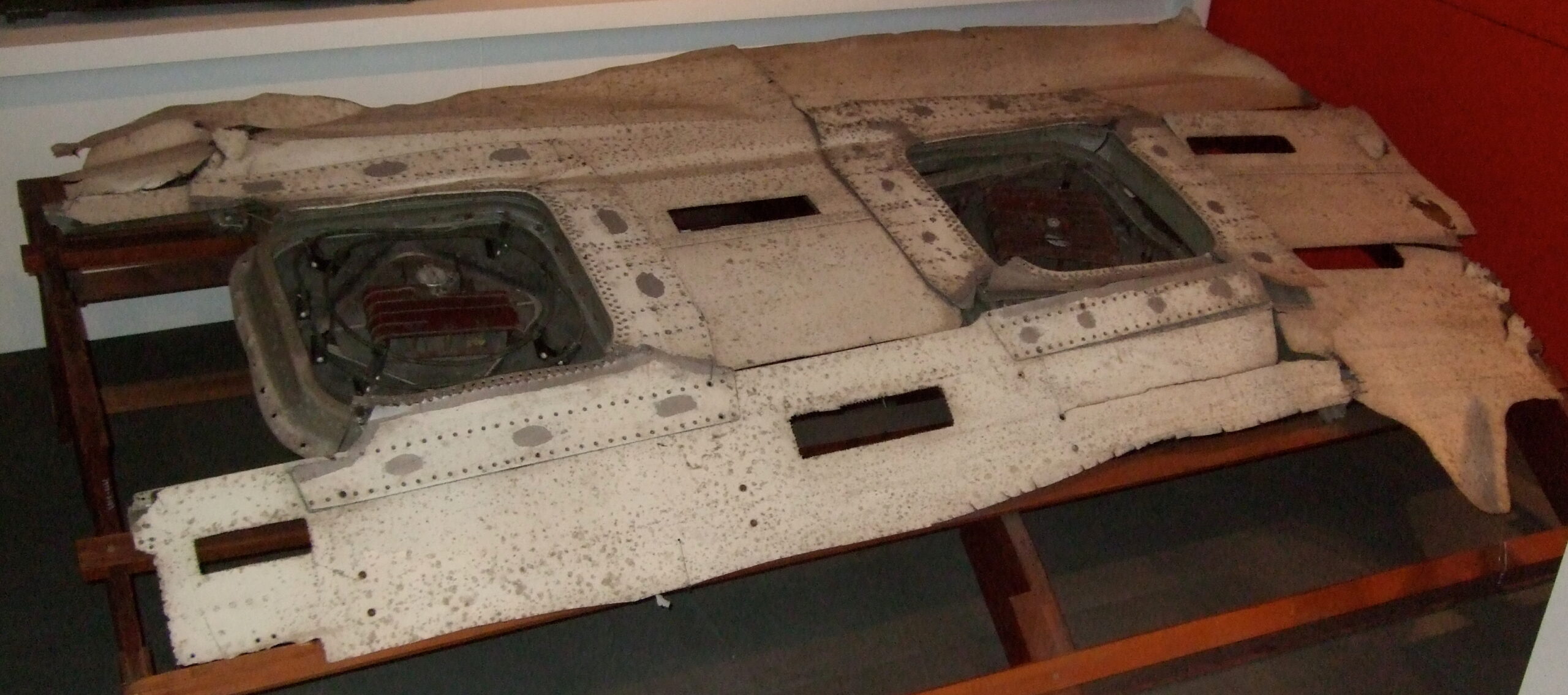 Recovered fuselage section of Comet G-ALYP, lost off Elba in January 1954