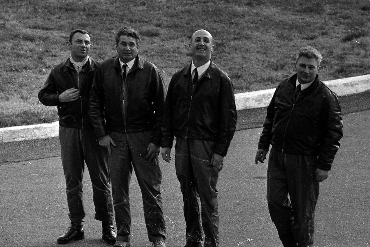 The Concorde 001 first flight crew at Toulouse-Blagnac on 2 March 1969: Henri Perrier, Jacques Guignard, André Turcat and Michel Rétif
