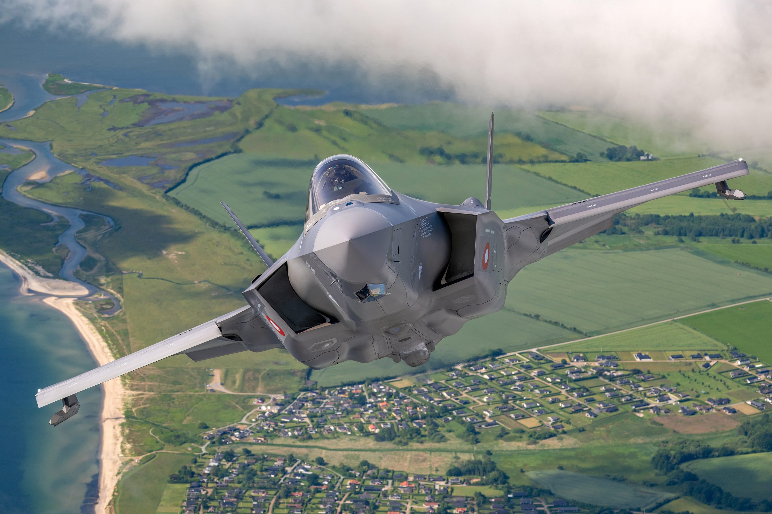 Royal Danish Air Force F-35A head-on, air to air