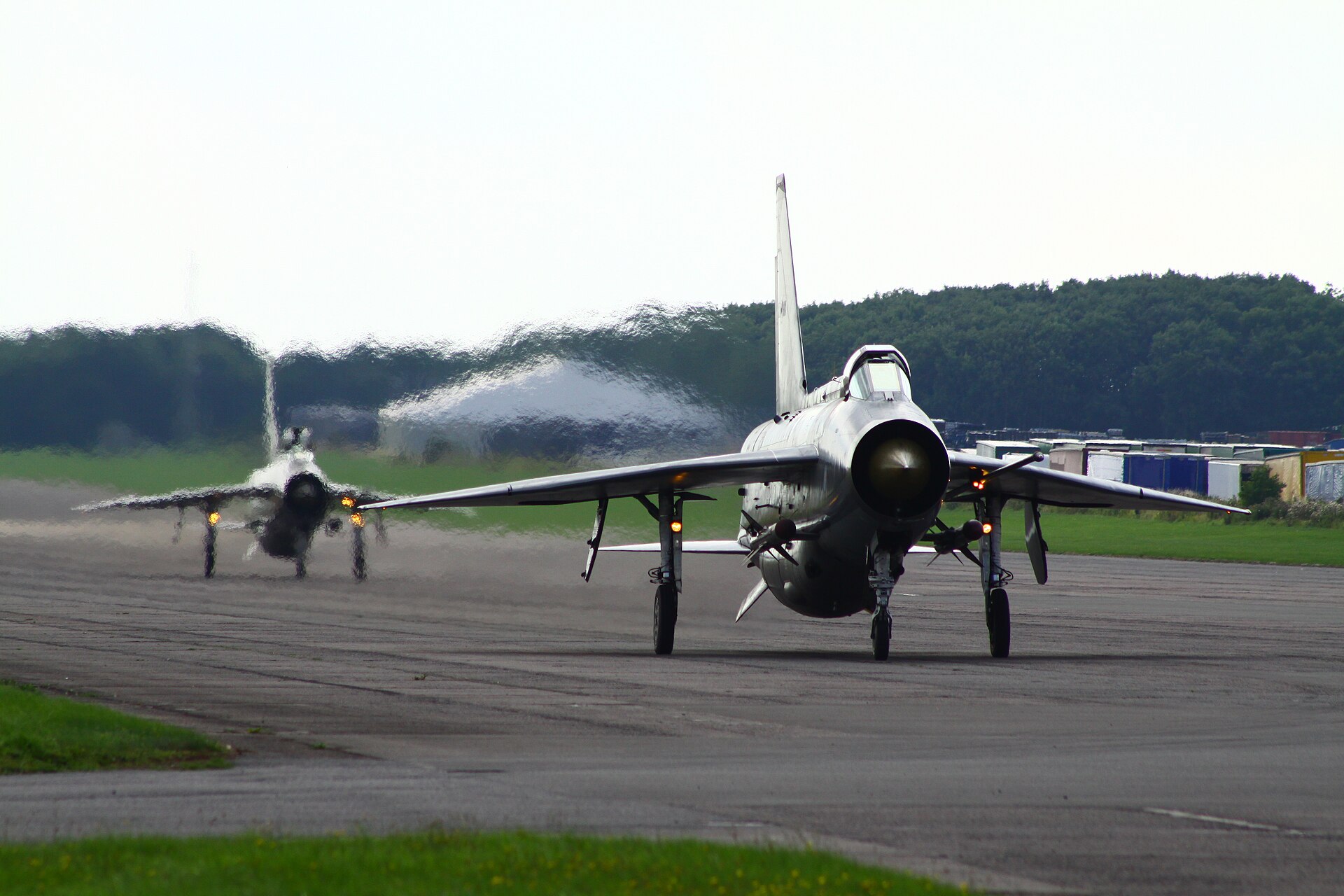 English Electric Lightnings distorted by heat haze at long range