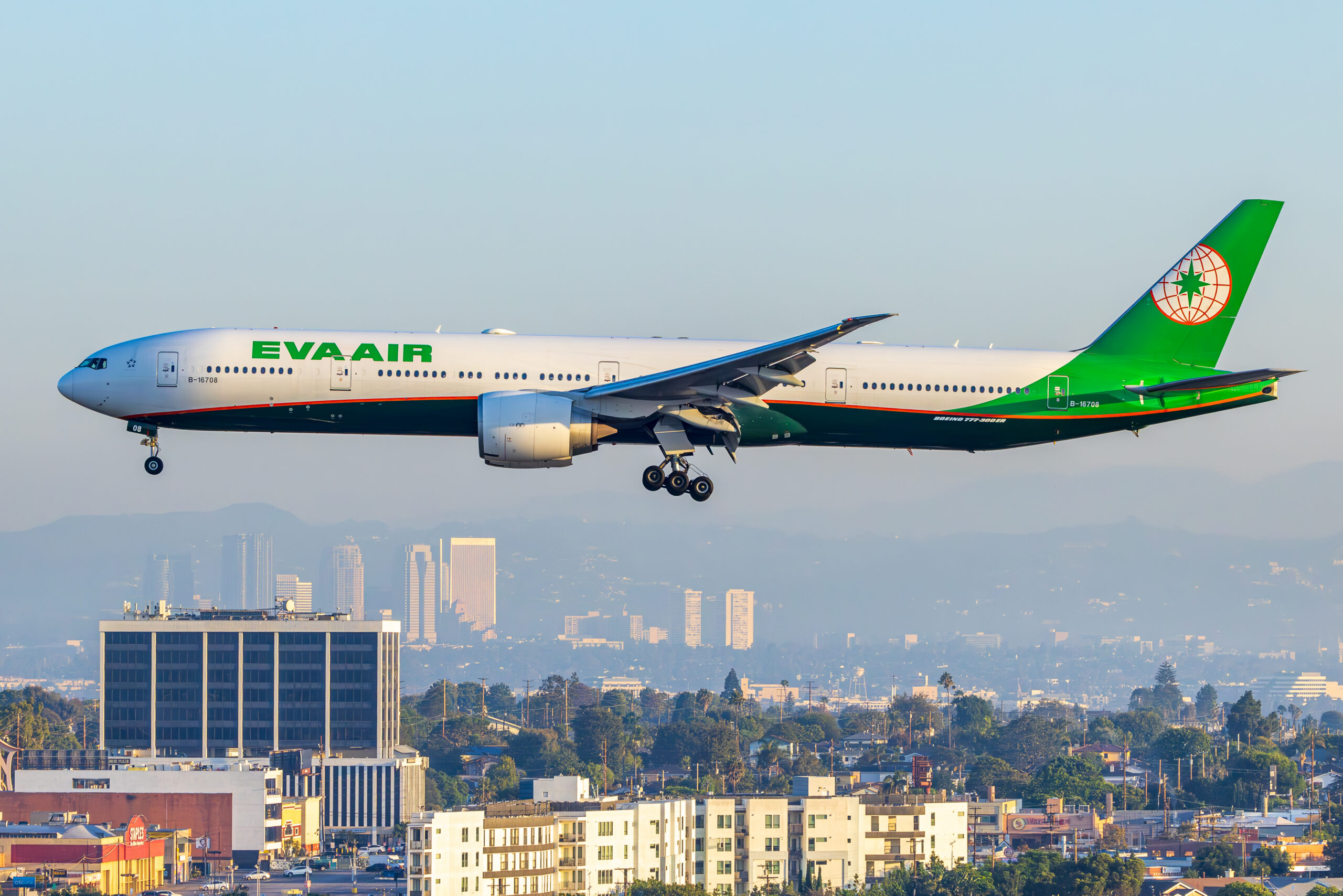 EVA Air airliner in green livery