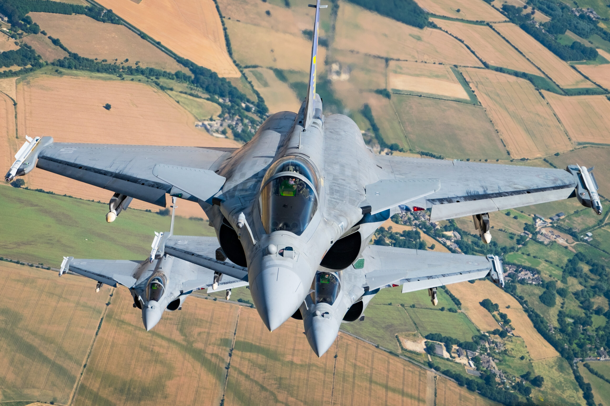 Three French Navy Rafale Ms in formation