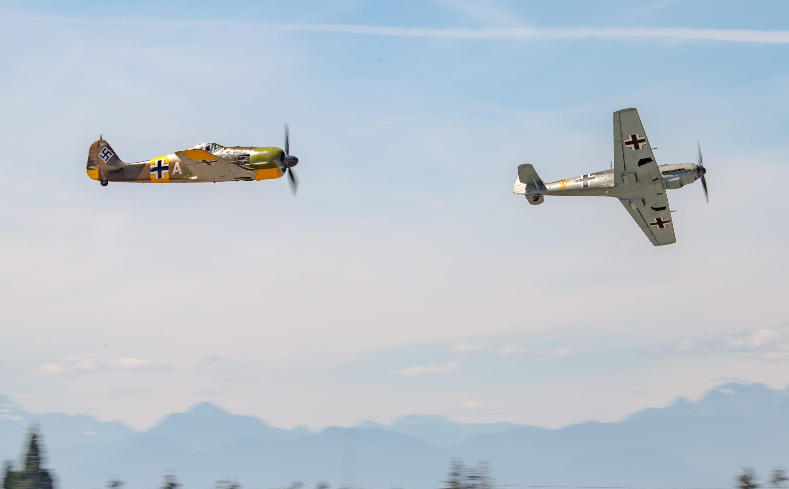 The Flying Heritage collection's Fw 190 and Bf 109 together at Luftwaffe Day 2016