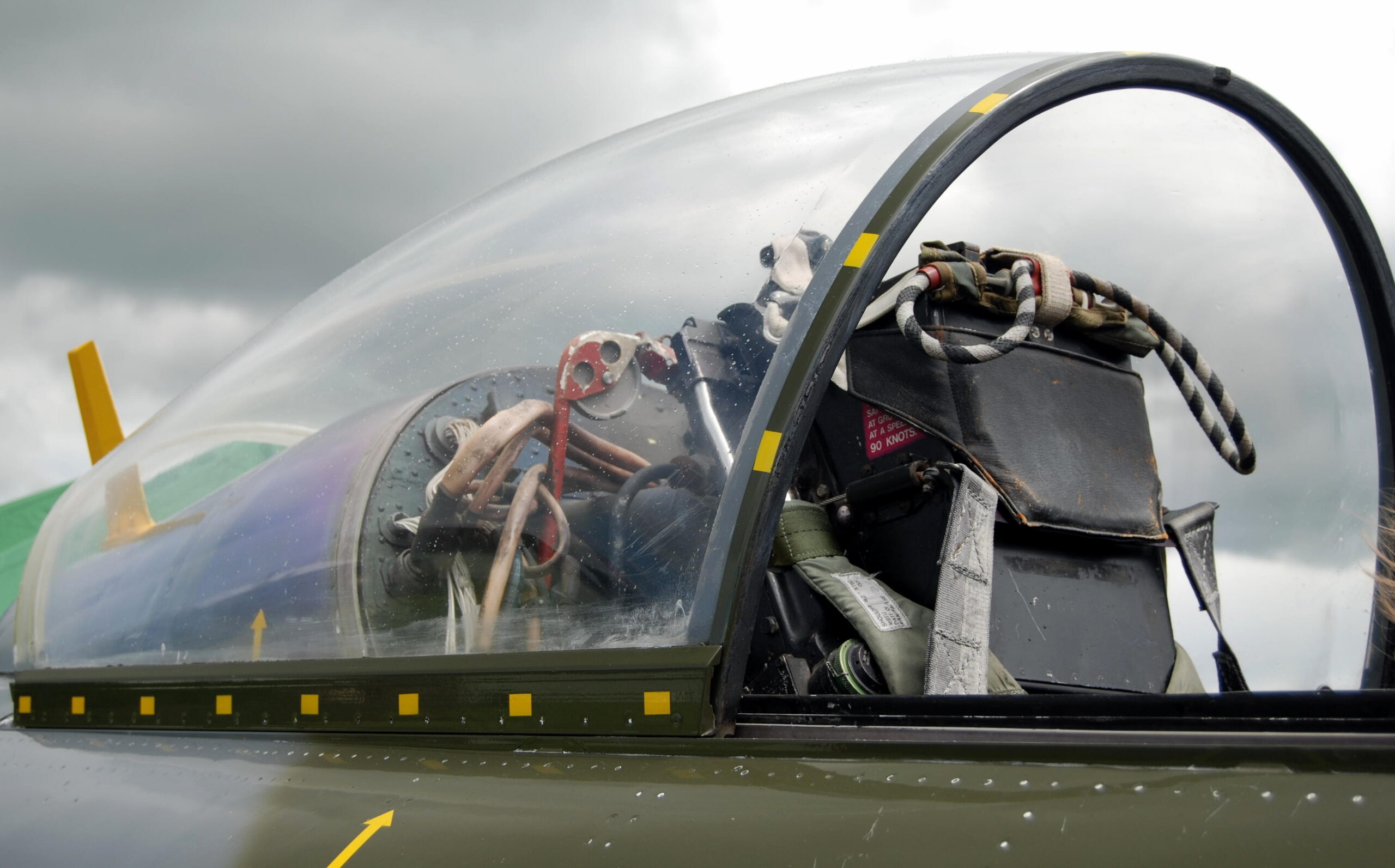The cockpit of a Hawker Hunter at Newark Air Museum