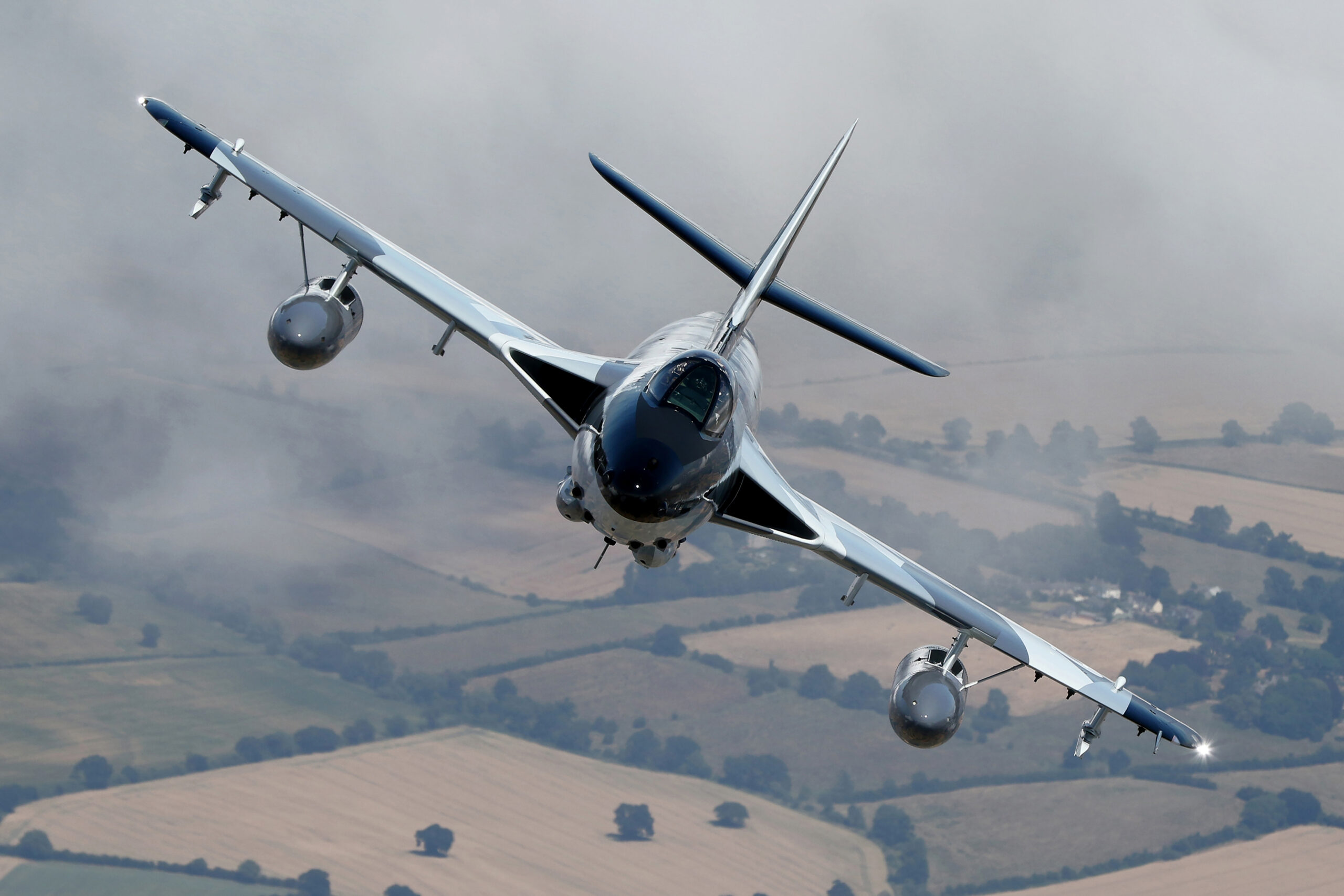 Hawker Hunter F58 ZZ191 head on in flight