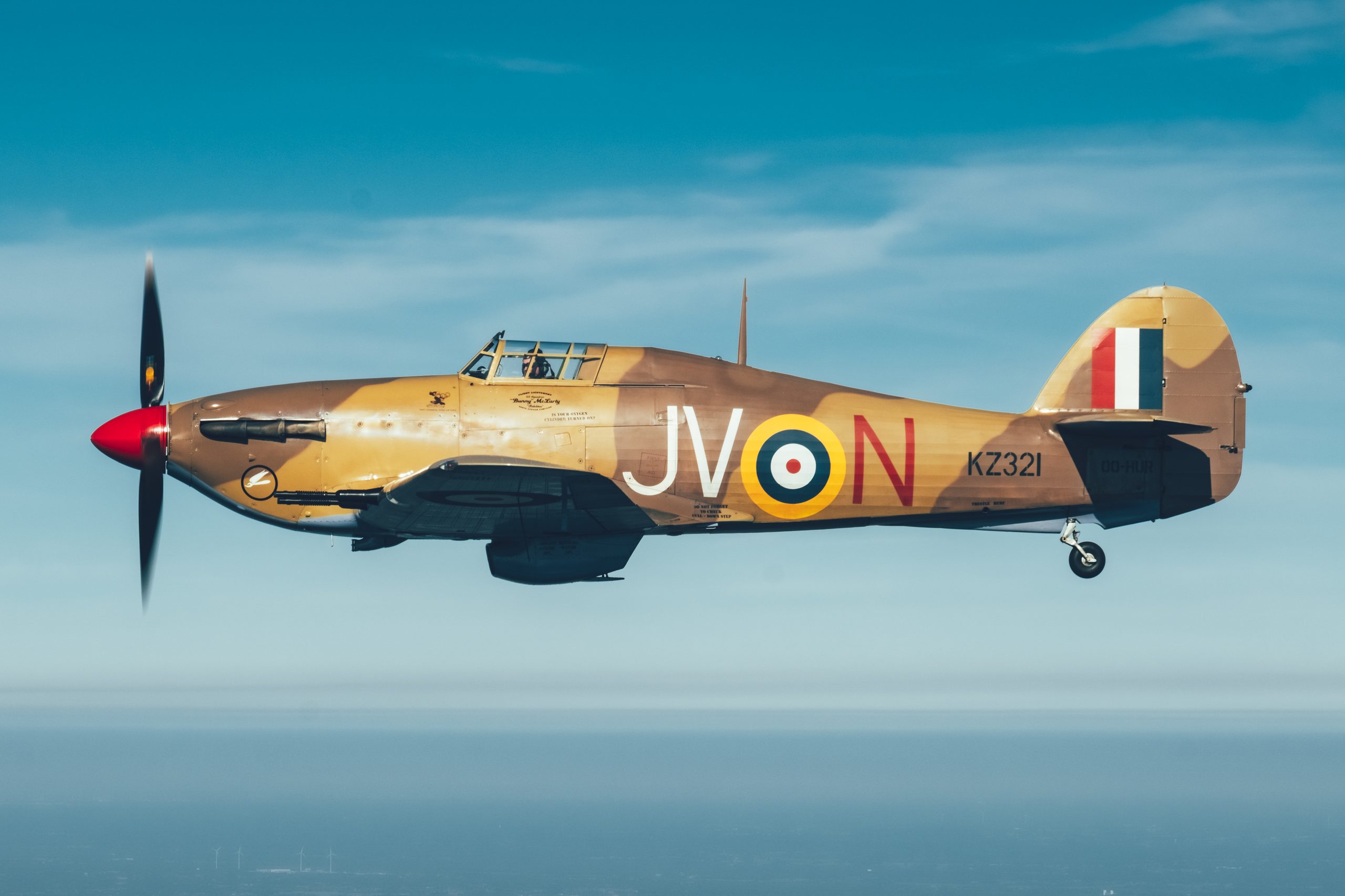 Hawker Hurricane Mk4 in desert camouflage displaying against grey sky