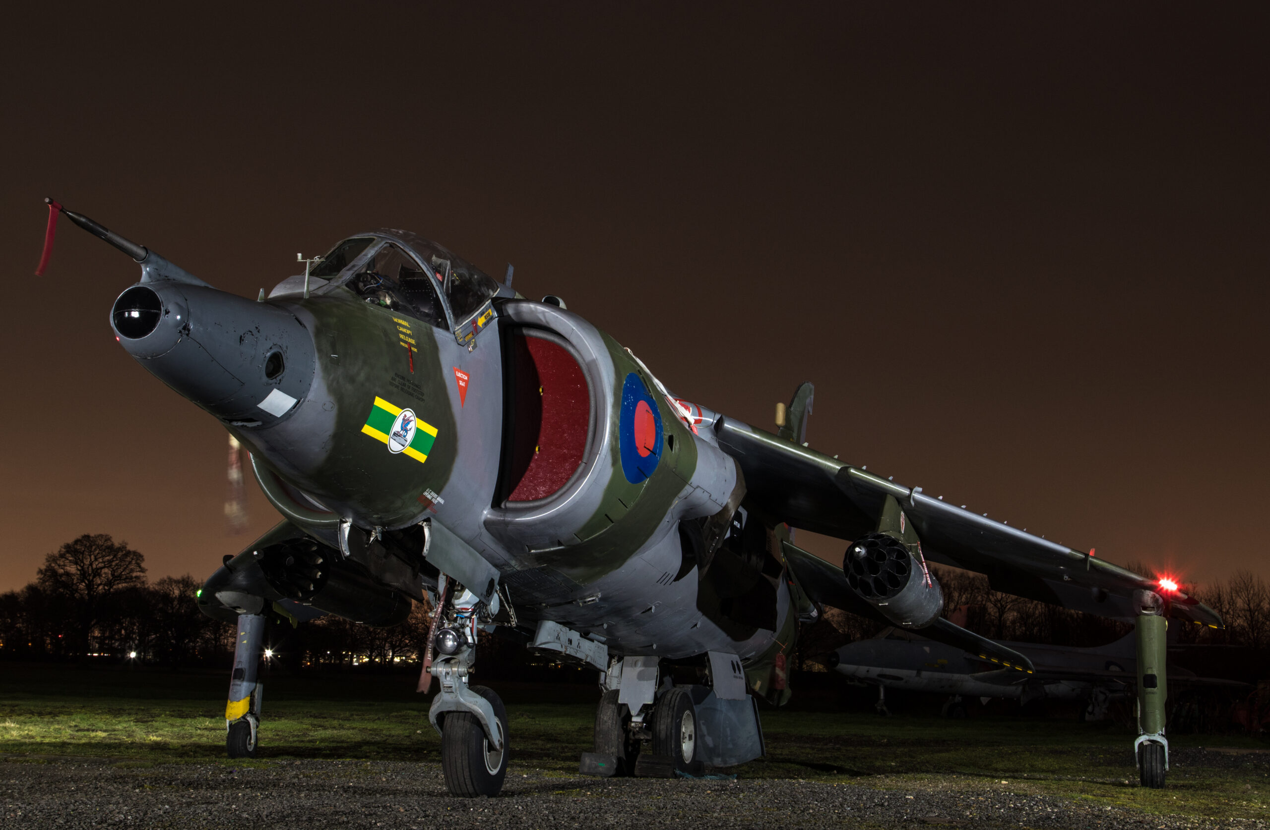 Hawker Siddeley Harrier GR3 jump jet in RAF markings on display