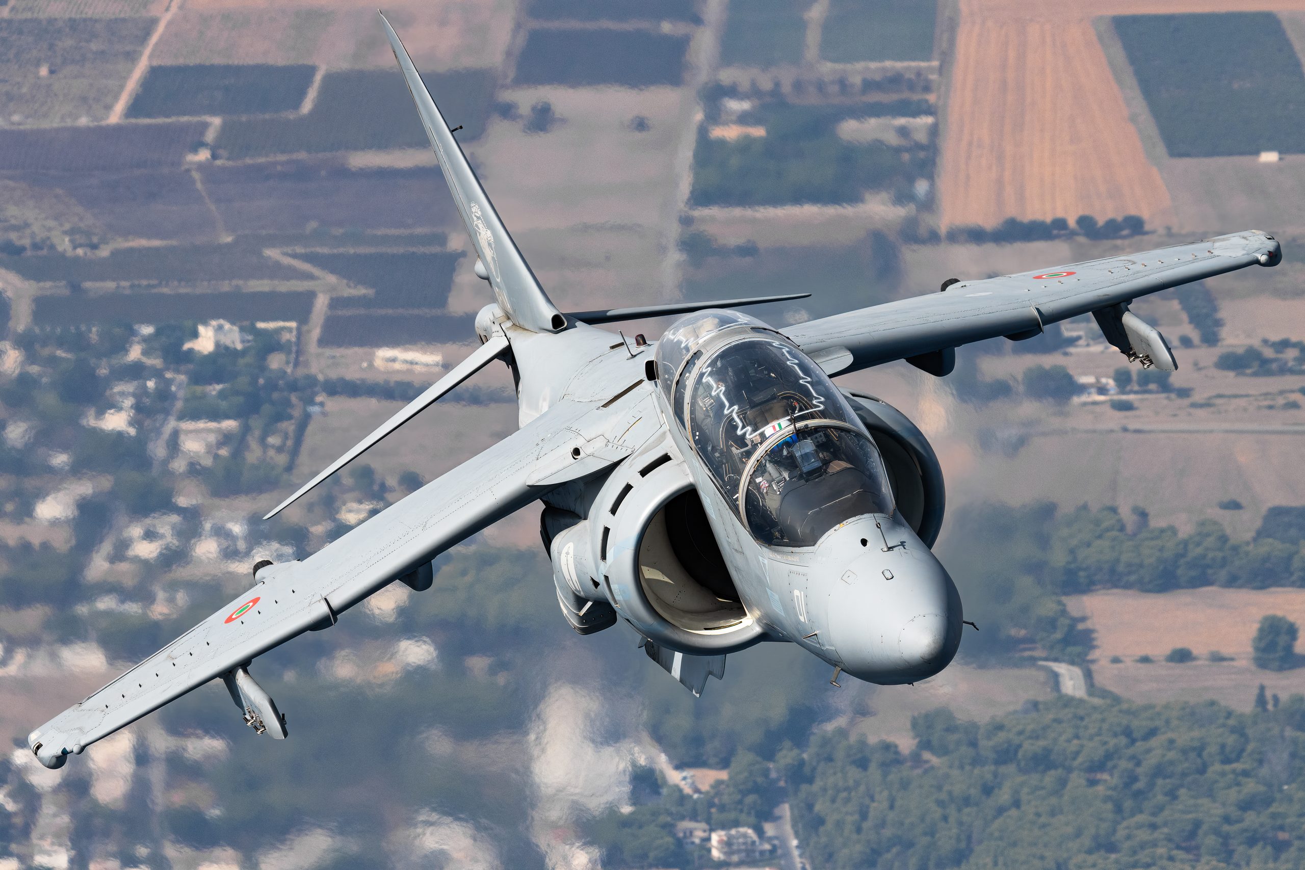 Italian Navy TAV-8B Harrier two-seat trainer in flight