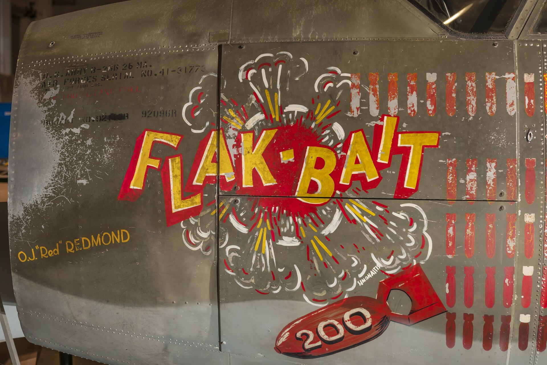 Unrestored Martin B-26 Marauder Flak-Bait fuselage on display