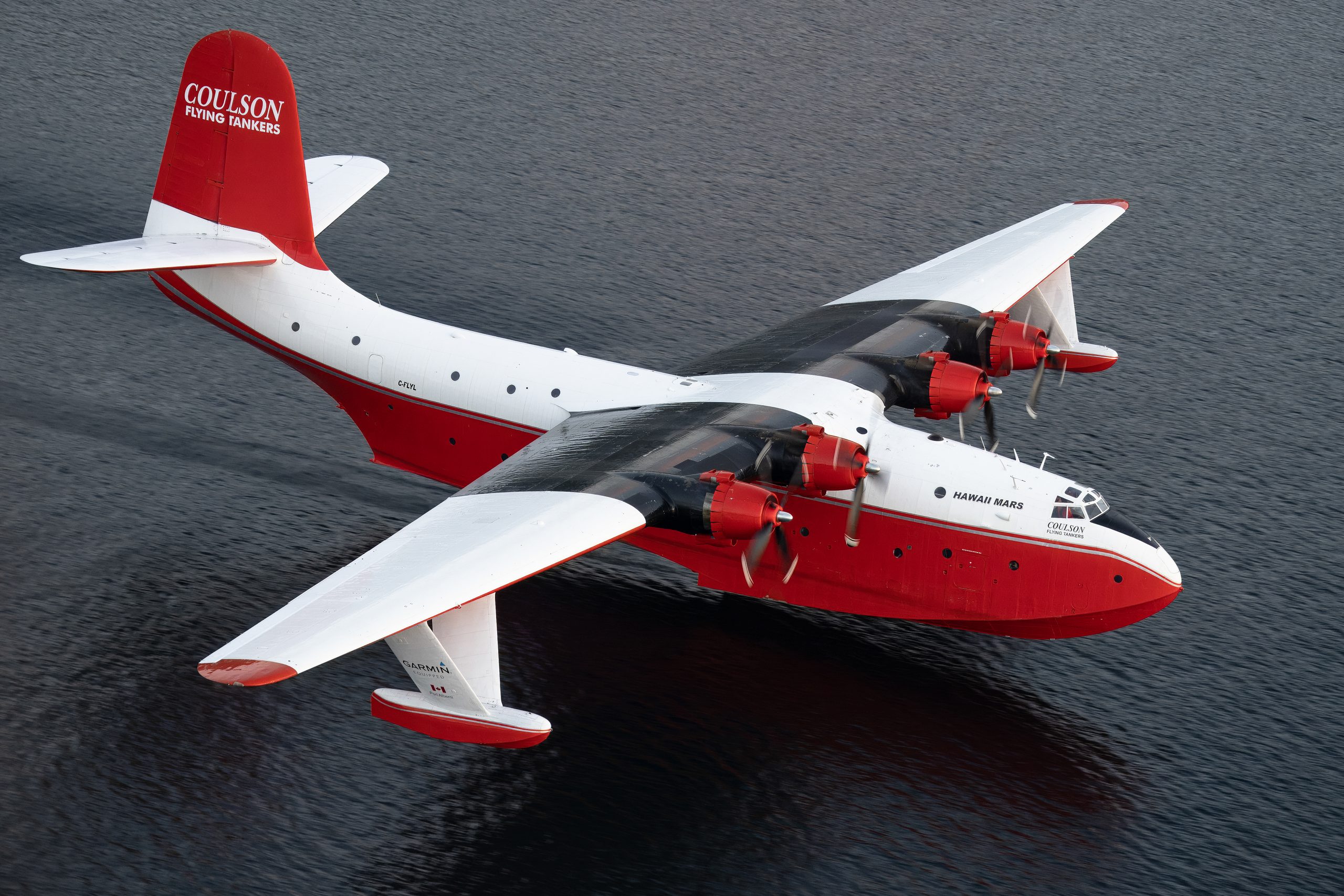 Martin Mars flying boat on the water at Sproat Lake