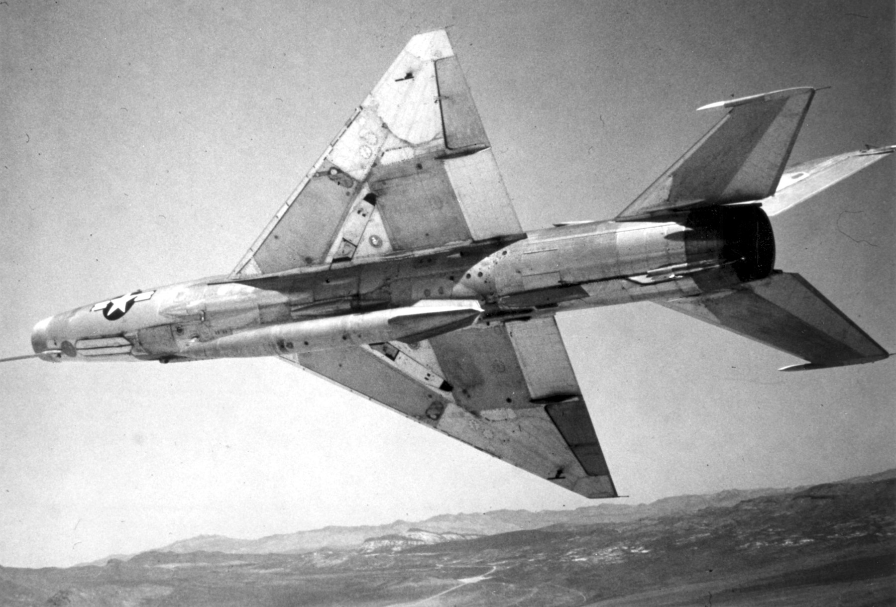 A MiG-21 in United States markings used for evaluation and training