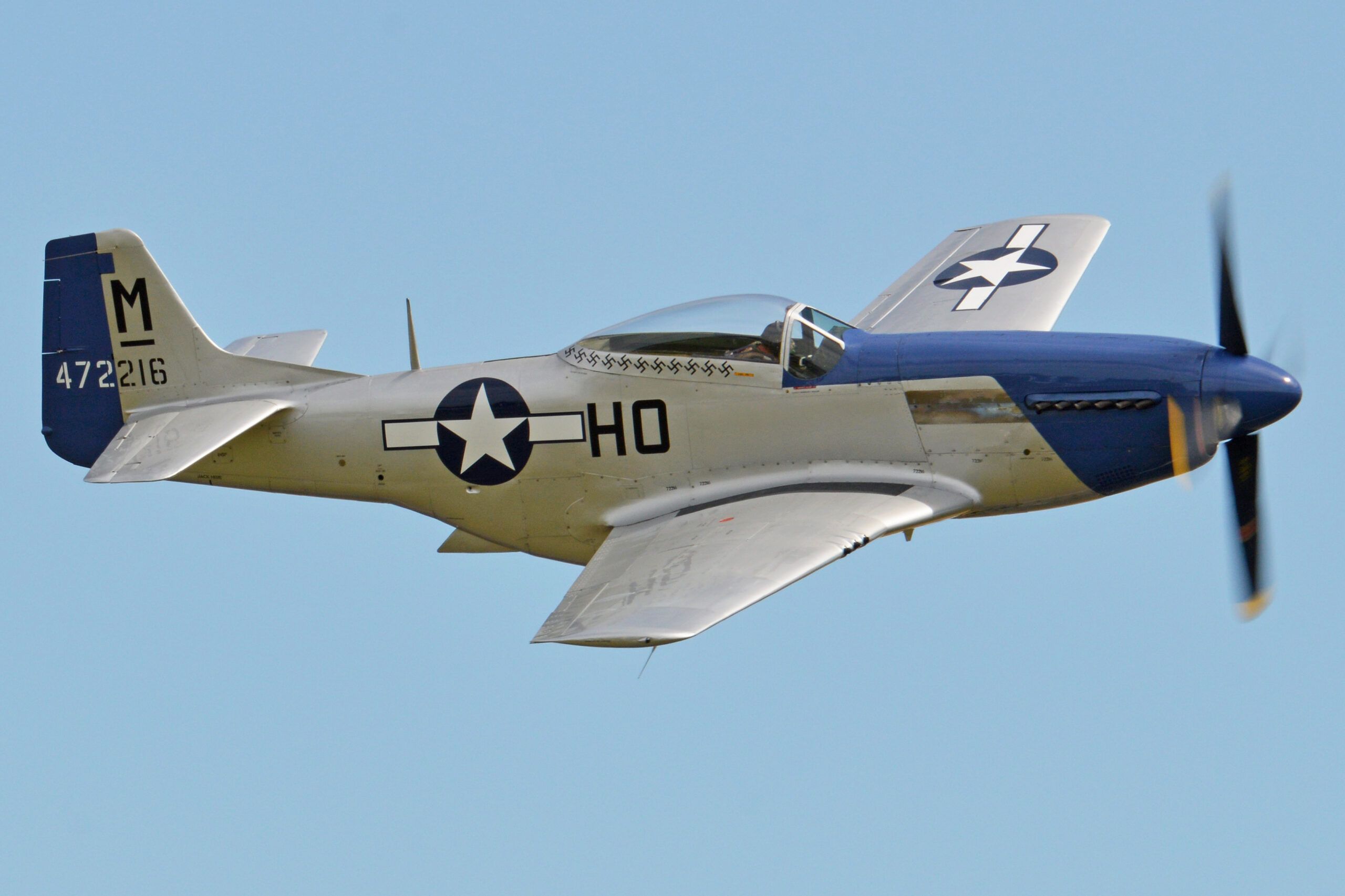 P-51D Mustang Miss Helen displaying at the 2017 Flying Legends Airshow, Duxford