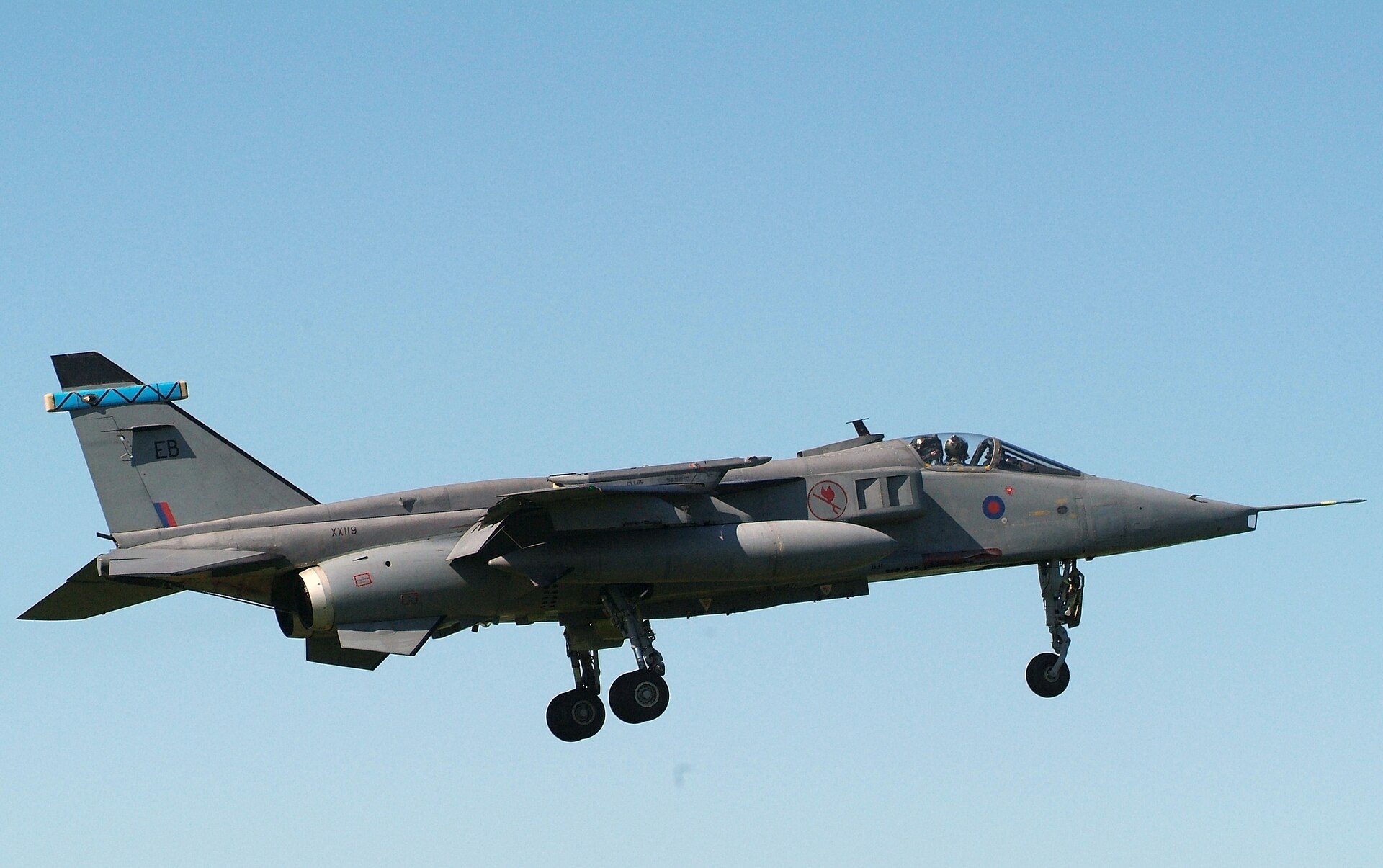 RAF SEPECAT Jaguar GR3A XX119 of No. 6 Squadron landing