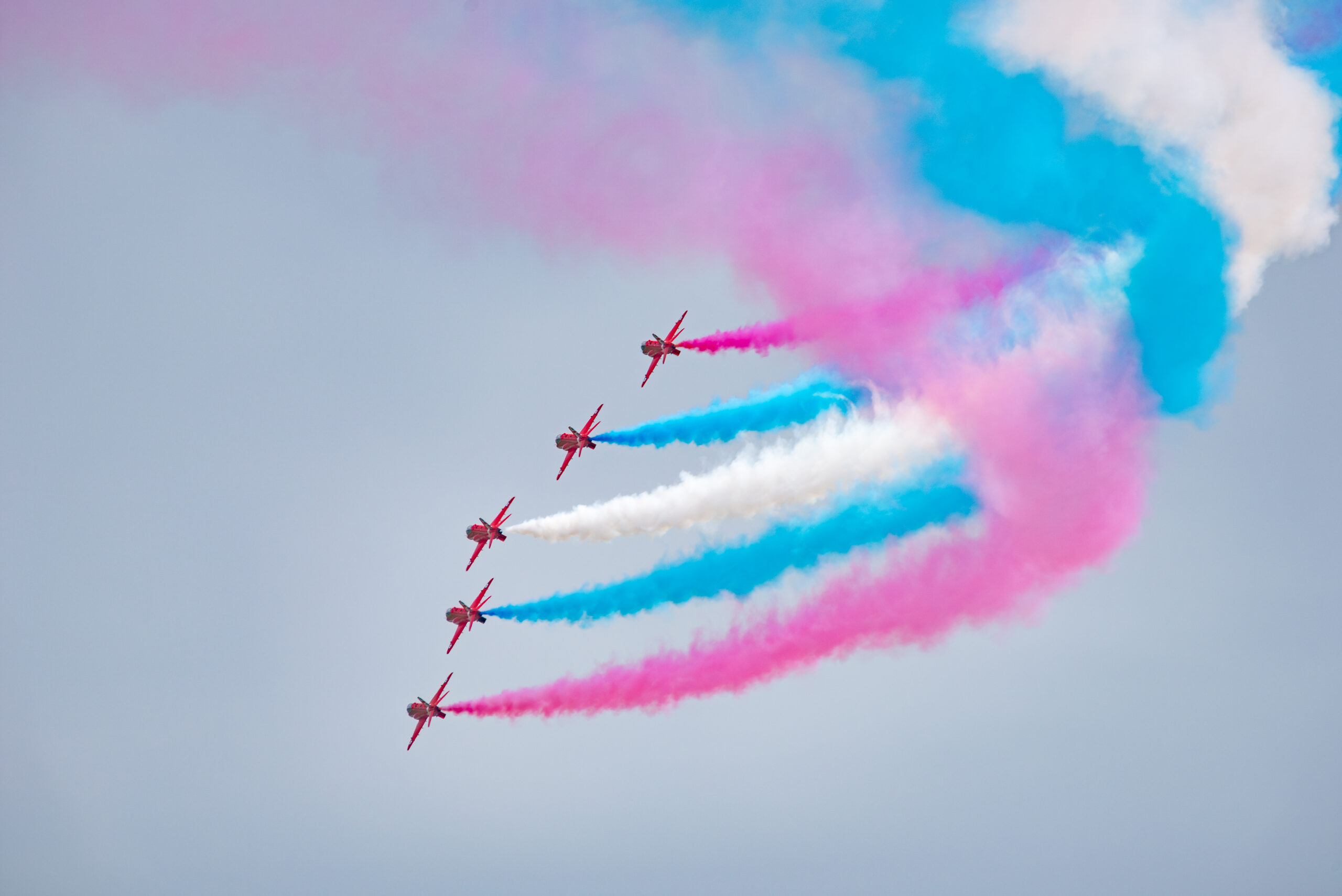 The Red Arrows in formation flight at the Royal International Air Tattoo 2023