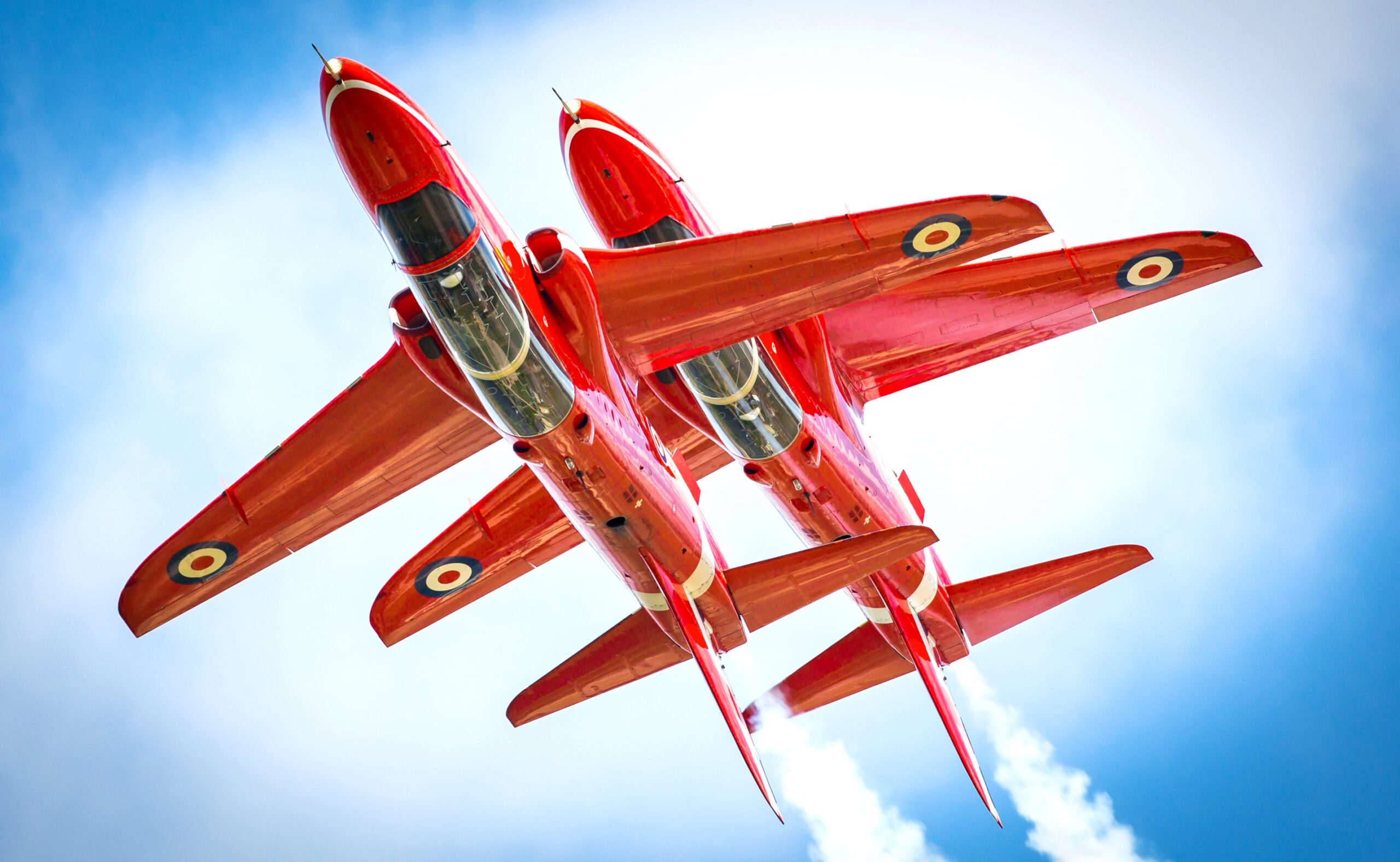 Red 6 and Red 7 of the Red Arrows flying as the Synchro Pair