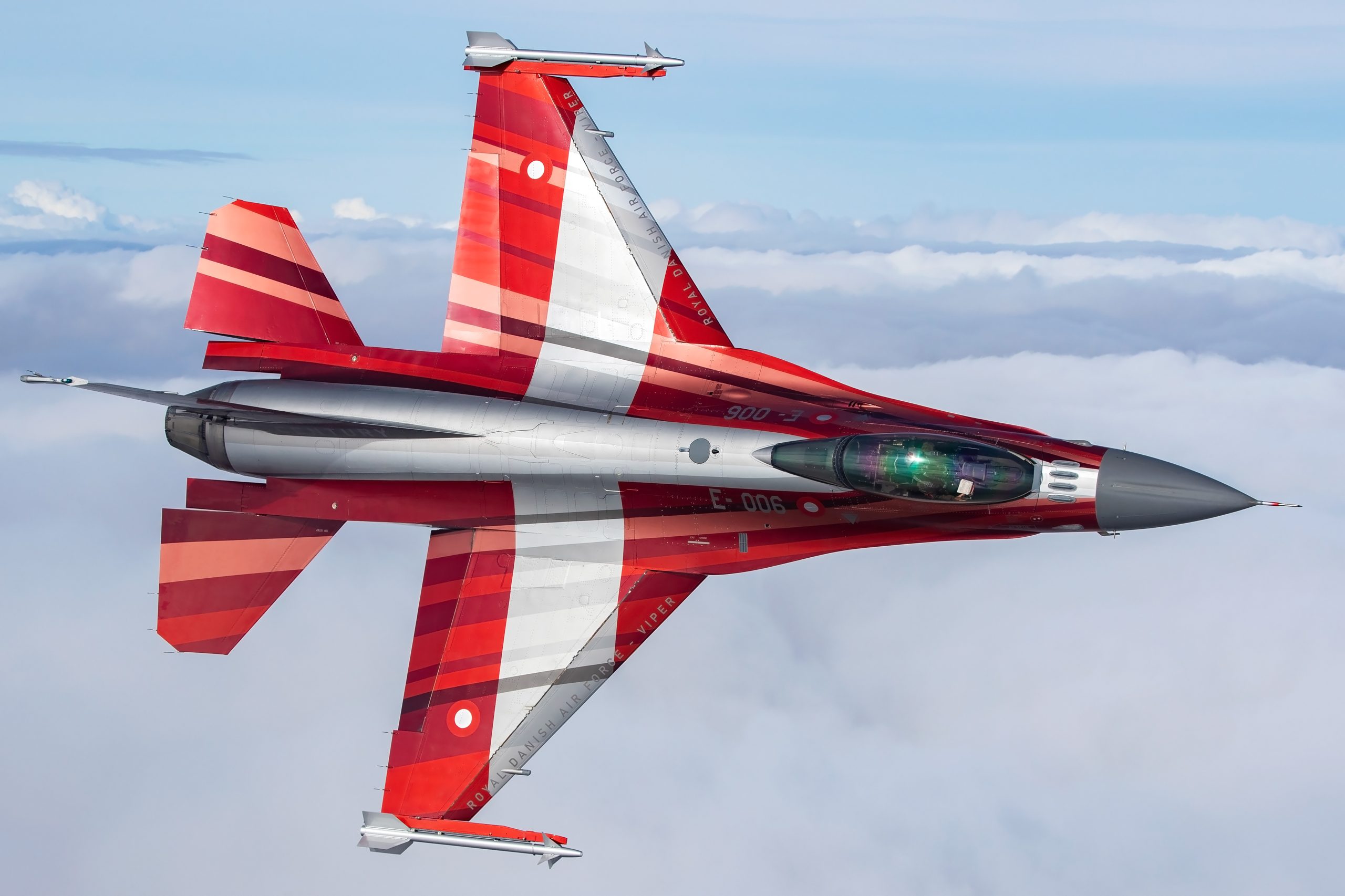 Royal Danish Air Force F-16AM Fighting Falcon in special display scheme, banking