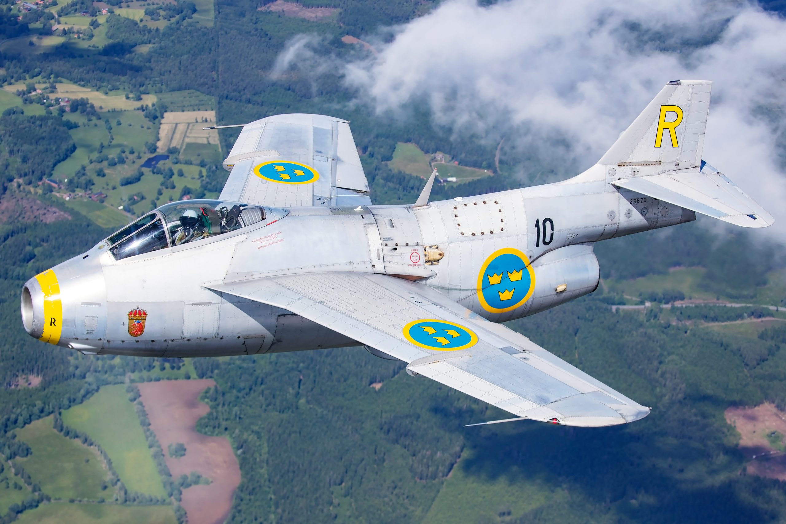 Swedish Air Force Saab J29 Tunnan, air to air