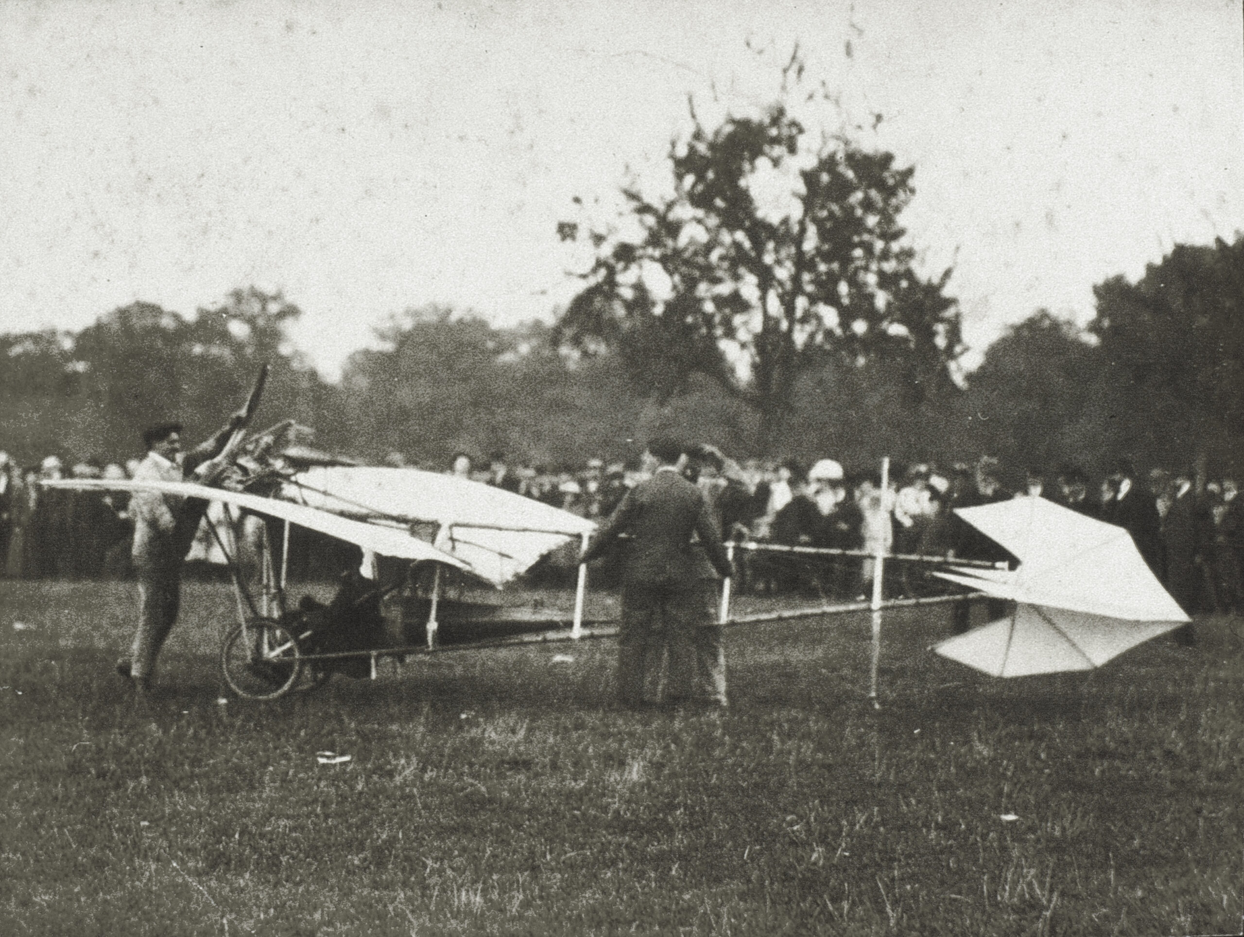 Santos-Dumont Demoiselle lightweight monoplane, photographed in the pioneer era