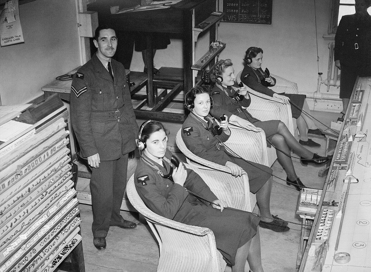 WAAF telephone operators in the Sector G Operations Room at Duxford, September 1940