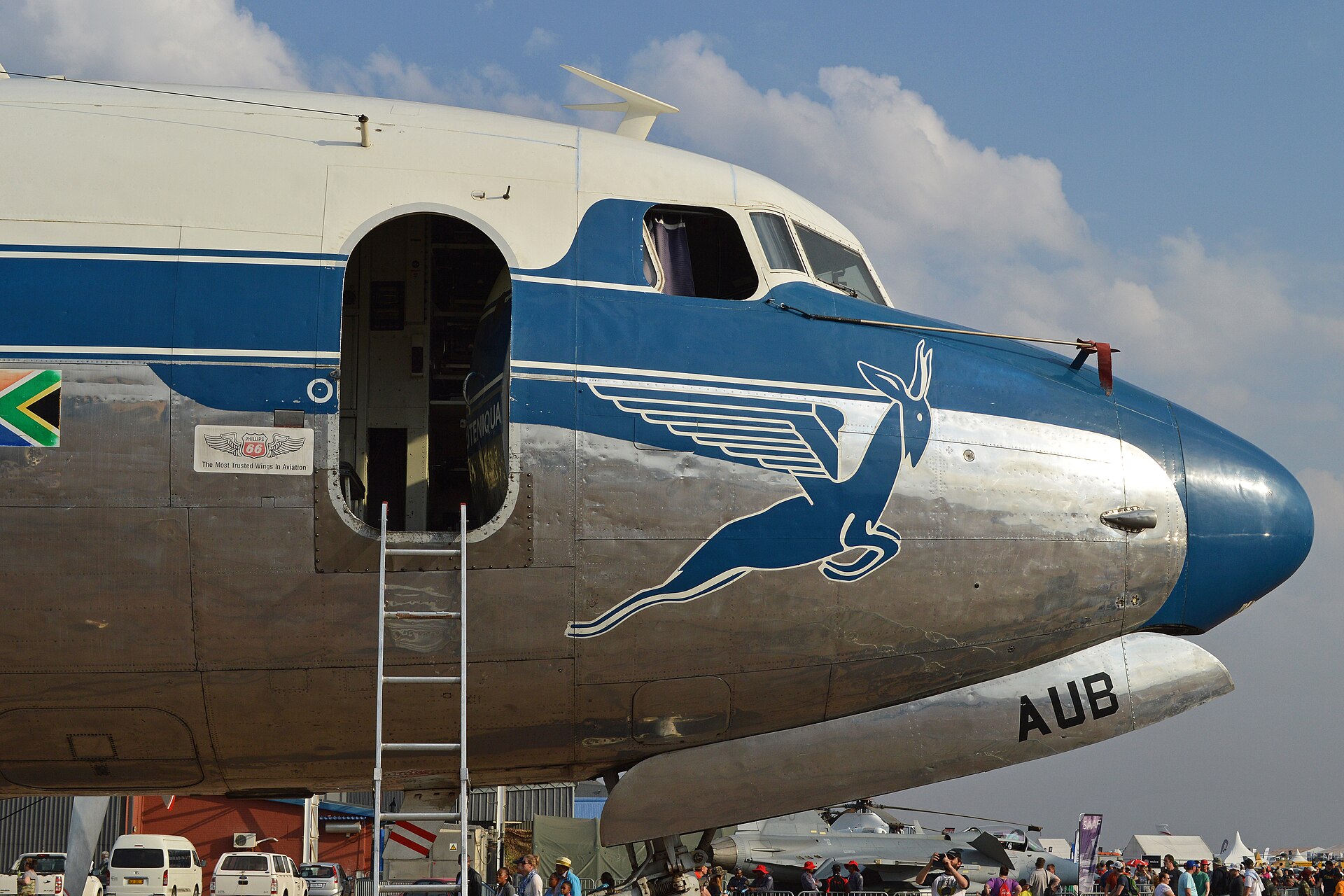 Close-up detail of an airliner nose and cockpit