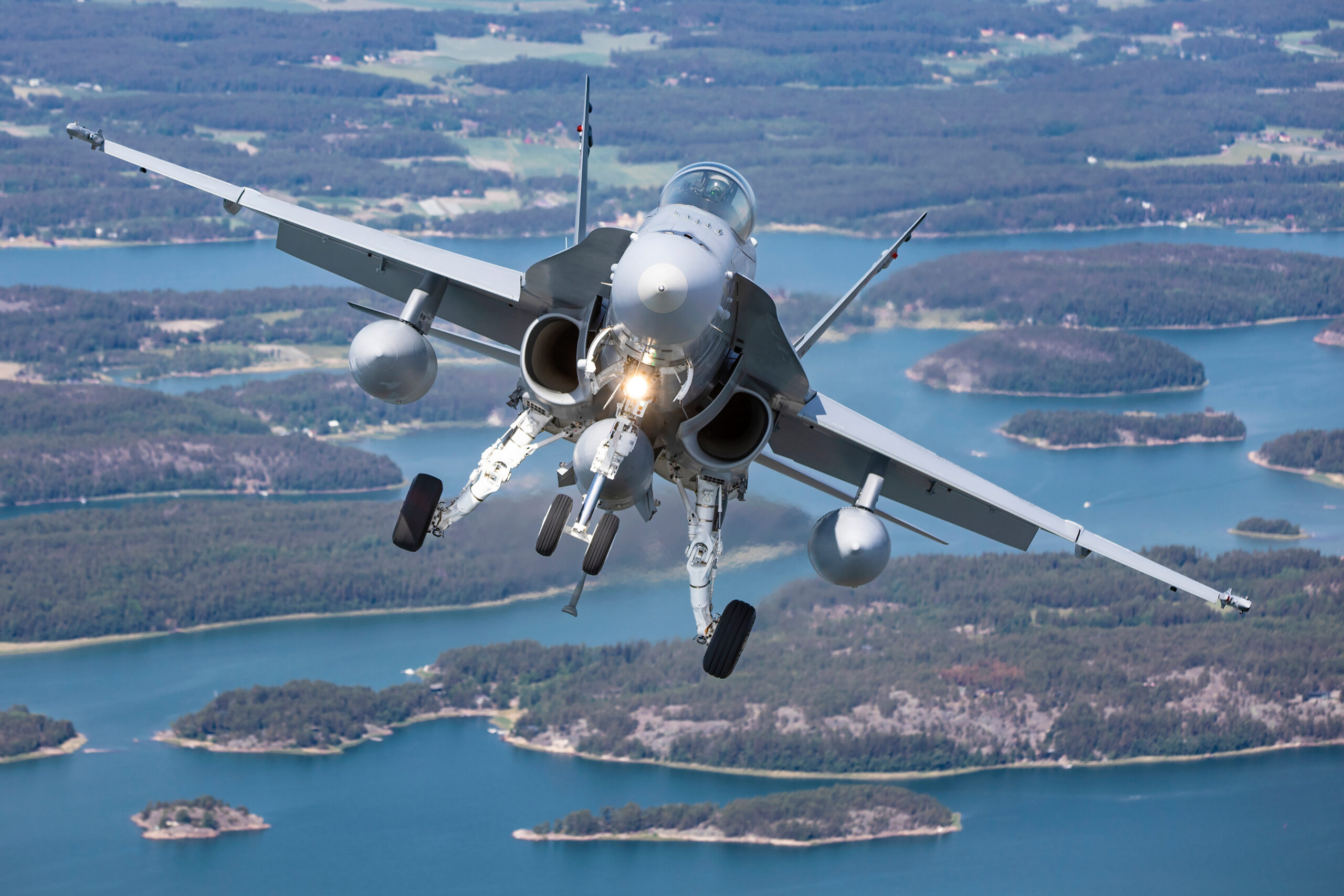 Swiss Air Force F/A-18C Hornet close-up with gear down