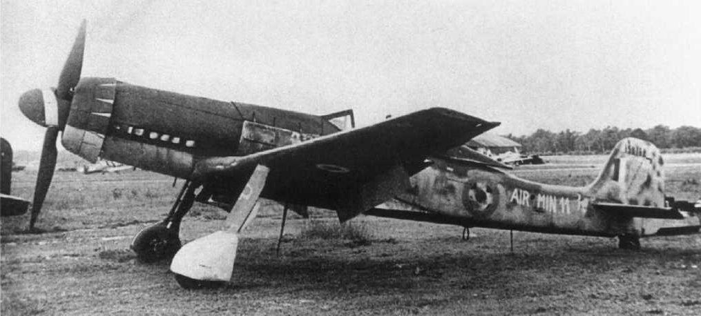 Captured Focke-Wulf Ta 152 H high-altitude fighter in British markings after the war