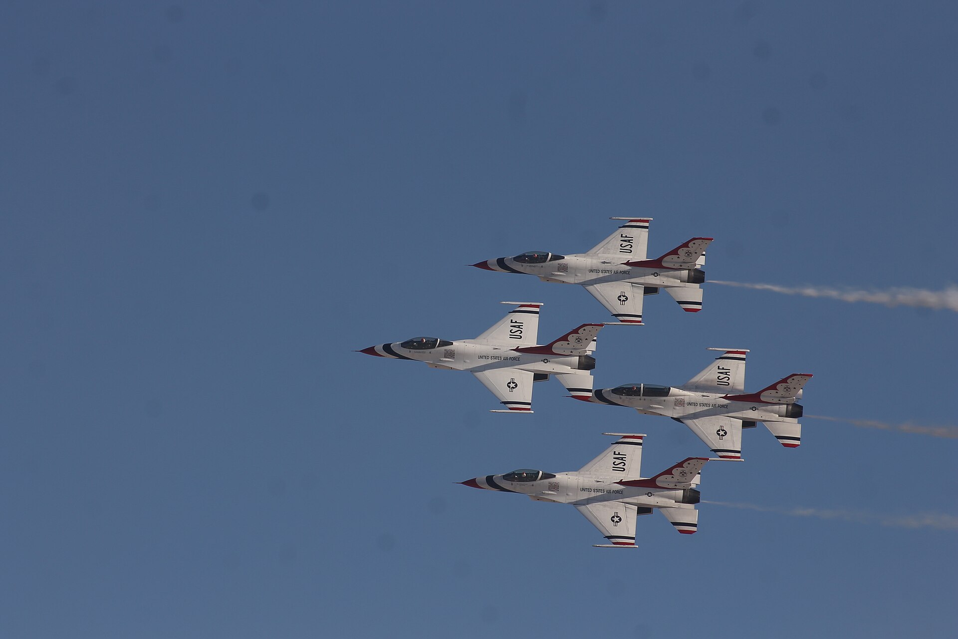 USAF Thunderbirds flying in diamond formation at Aviation Nation 2019