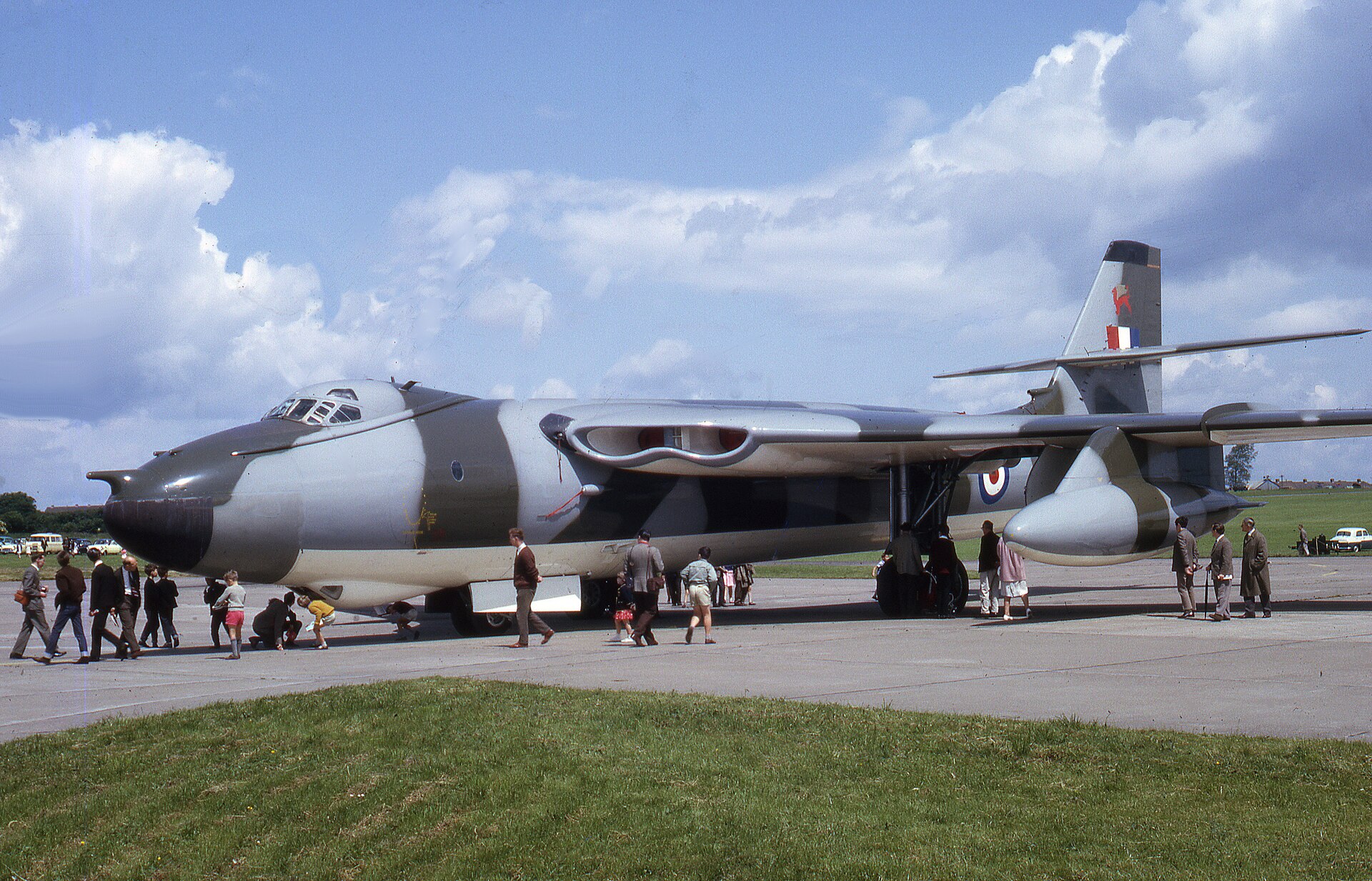 Vickers Valiant V-bomber in camouflage finish parked on the ground at Filton