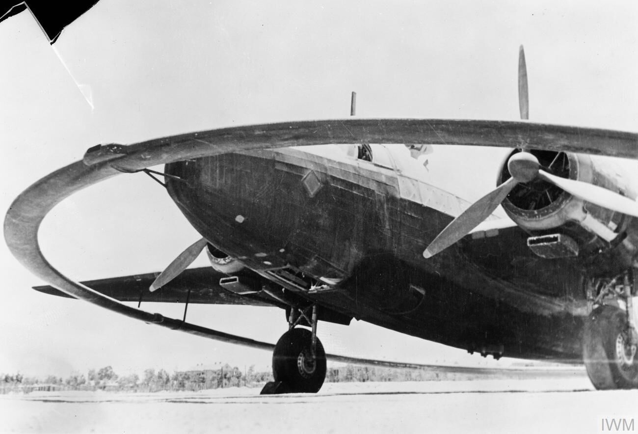 Vickers Wellington DWI with its large electromagnetic mine-exploding ring at Ismailia, Egypt