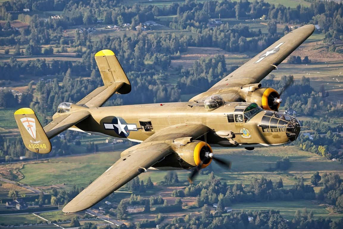 B-25 Mitchell N8195H photographed air to air over British Columbia