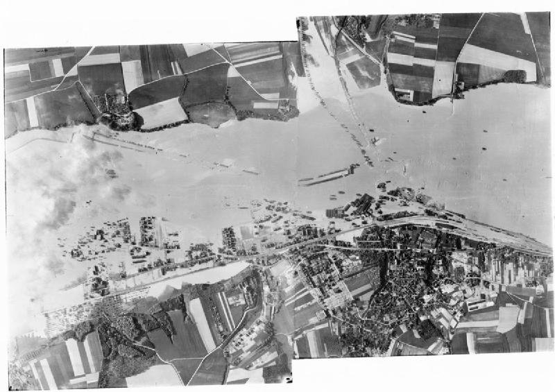Reconnaissance photograph of flooding after the Eder dam breach, May 1943