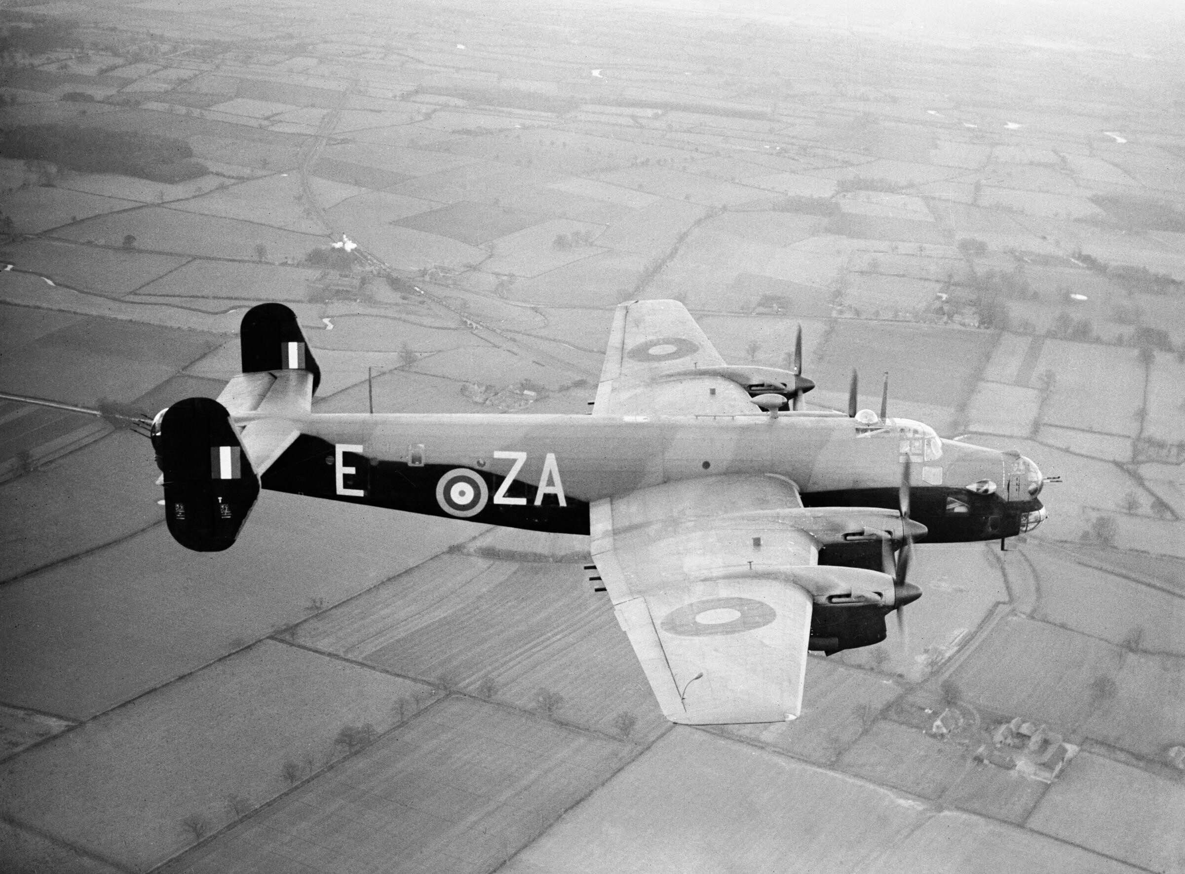 Handley Page Halifax Mk II Series 1 of No. 10 Squadron RAF in flight near Leeming, Yorkshire, December 1941