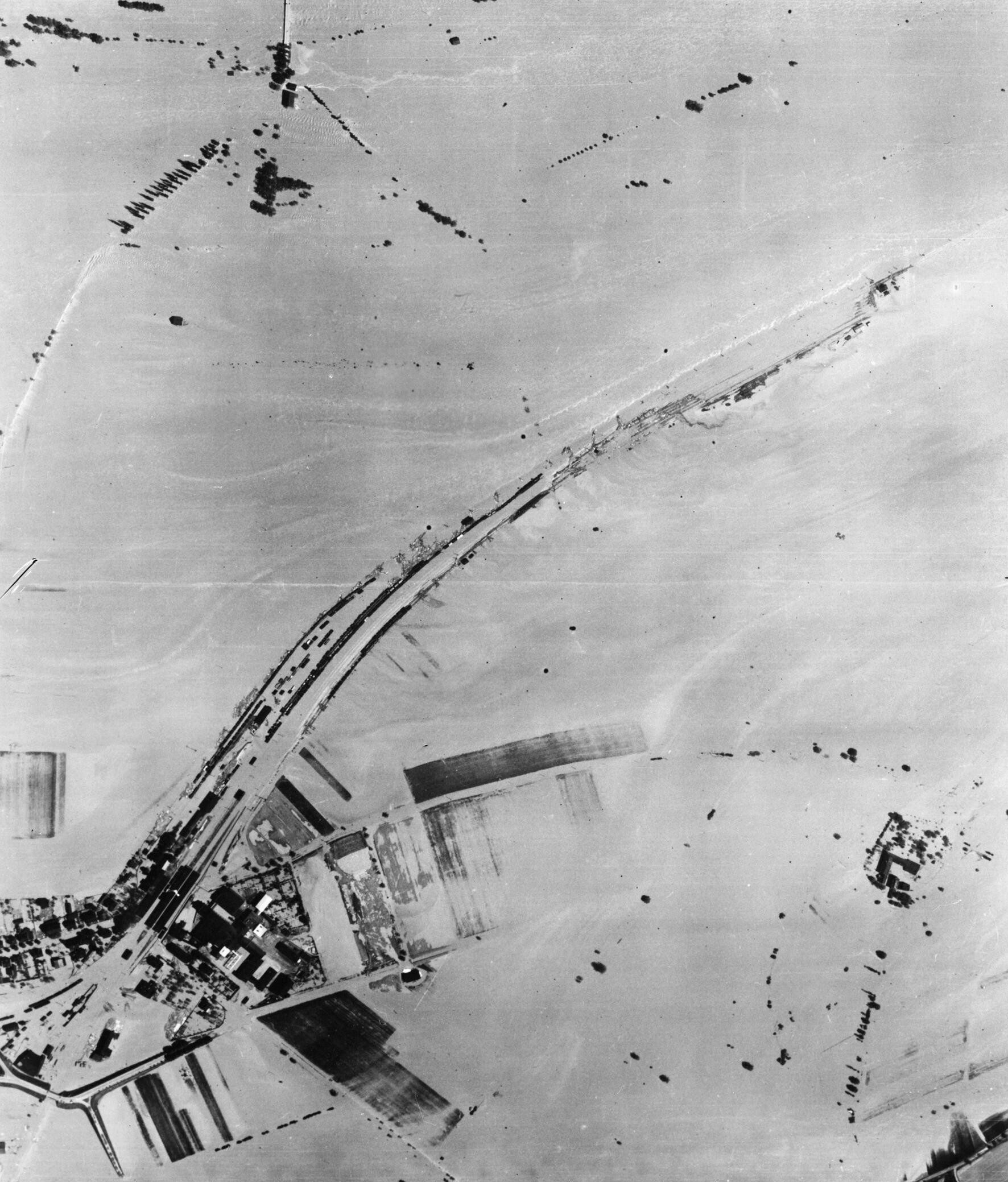 Vertical reconnaissance photograph of flooding in the Ruhr valley after the Dams Raid, May 1943