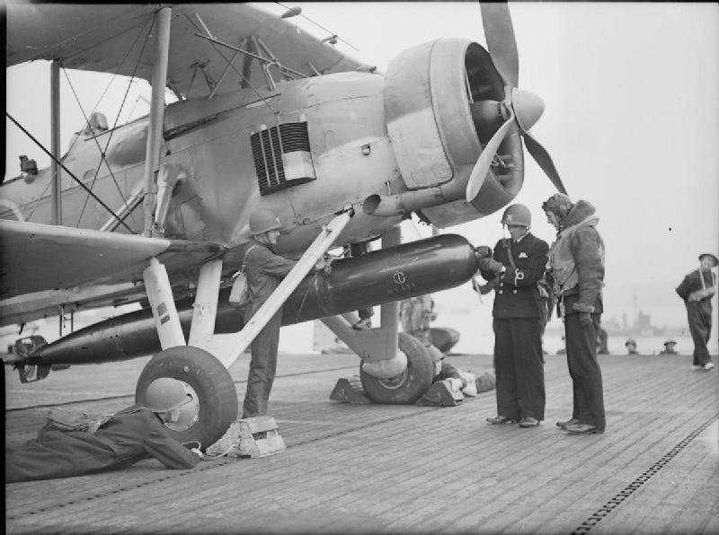 Fairey Swordfish during wartime Royal Navy carrier deck operations