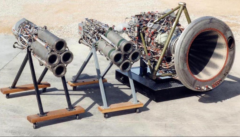 Rocket engines used in the X-15 programme, the two interim Reaction Motors XLR11 units alongside the definitive XLR99